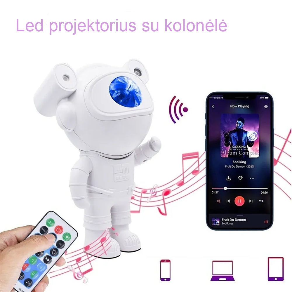 LED Projektorius su kolonėle ASTRONAUTAS