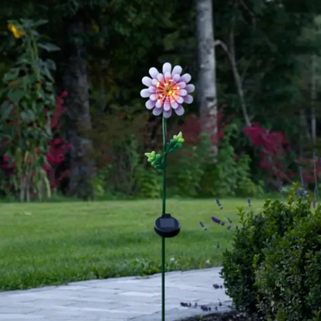 Saulės energija įkraunamas LED sodo šviestuvas „Rožinė ramunė“, 81 cm