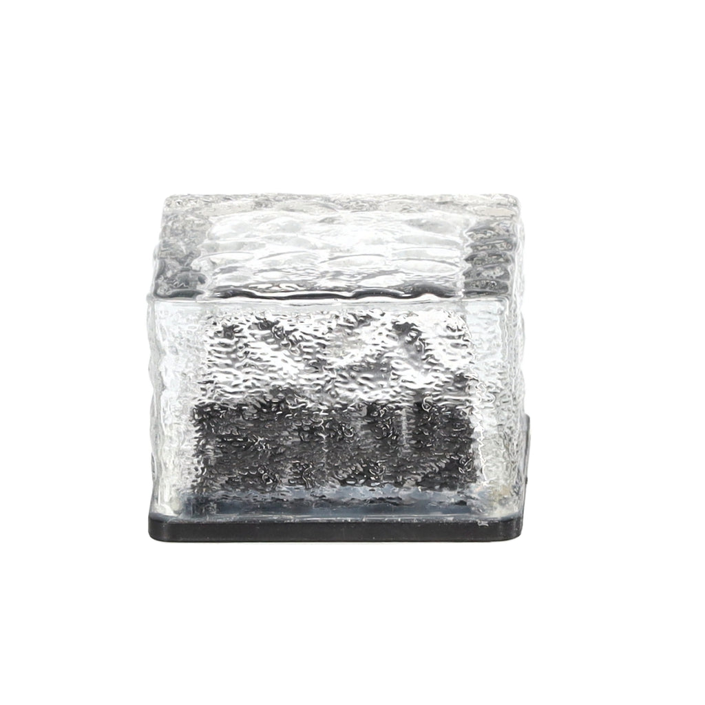Stiklinė saulės lempa – kubas 7 × 7 × 5 cm, šaltai balta LED